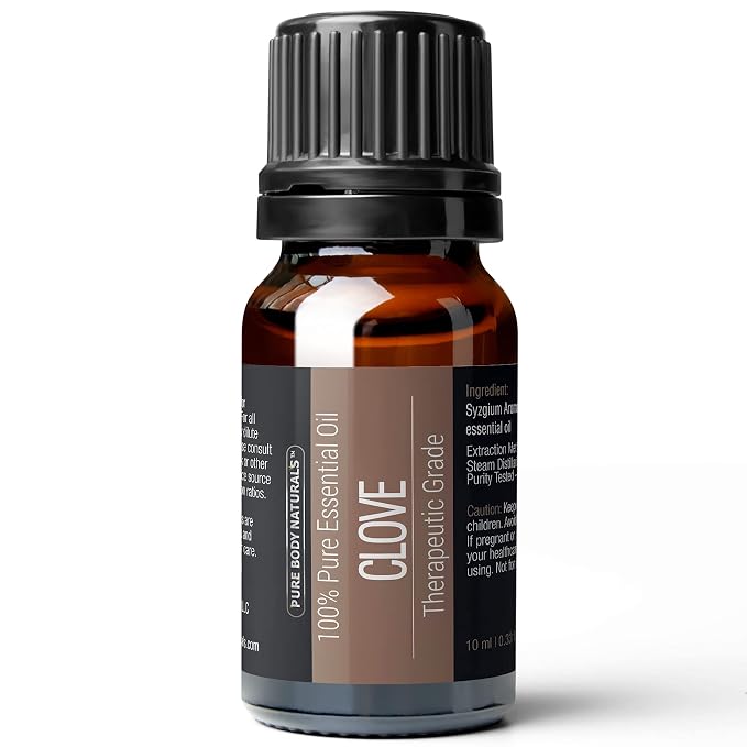 Pure Body Naturals Clove Bud Essential Oil, 10 ml - Pure and Undiluted Therapeutic Grade for Aromatherapy Diffuser and Relief