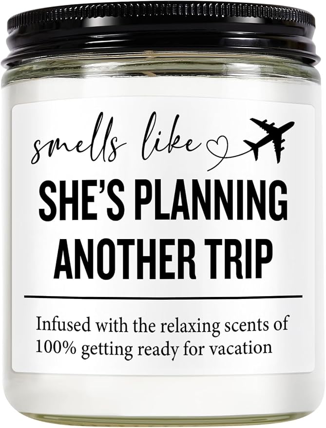 Travel Gifts for Women – 7OZ Scented Candle & Makeup Bag | Mothers Day, Unique Gift for Women, Relaxing Aromatherapy, Stylish Cosmetic Bag for Travelers, Travel Gifts