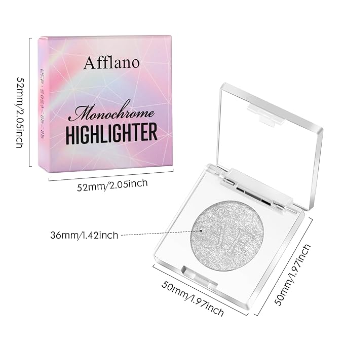 White Silver Highlighter Makeup, Intensely Pigmented Diamond Pearl Shimmer Face Highlighters Palette, Smooth Highlighter Powder for Face Body Illuminator, Long Lasting iluminadores de maquillaje, #06