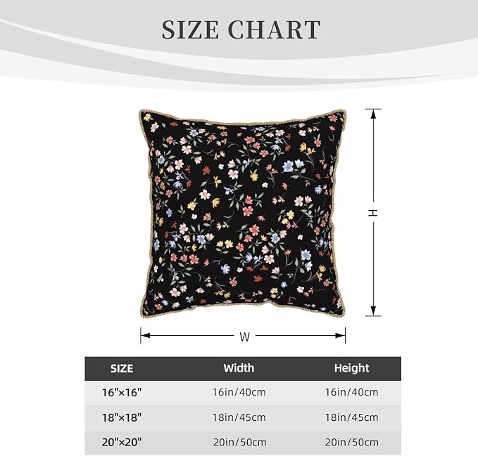 Black Floral Velvet Pillow Covers 18x18 Inch Vintage Colorful Wildflower Throw Pillows For Couch Farmhouse Cushion Covers Pillowcase Spring Summer Plant Pillow Cases For Sofa Bed Outdoor Decor