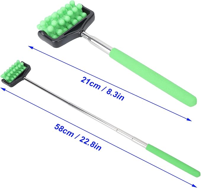 Massage Stick, Yoga Massage Stick for Men and Women Granular Body Massage Tool Telescopic Roller Massage Stick Home Neck Leg Back Body Massage Stick(Green)