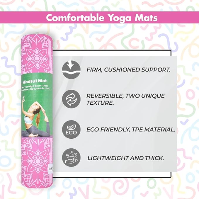 HOME ARCHIVE Premium Yoga Mat 6mm Print Reversible Extra Thick and Large Non Slip Exercise & Fitness Mat for All Types of Yoga Pilates & Floor Workouts (78" x 24" x 6mm Thick)