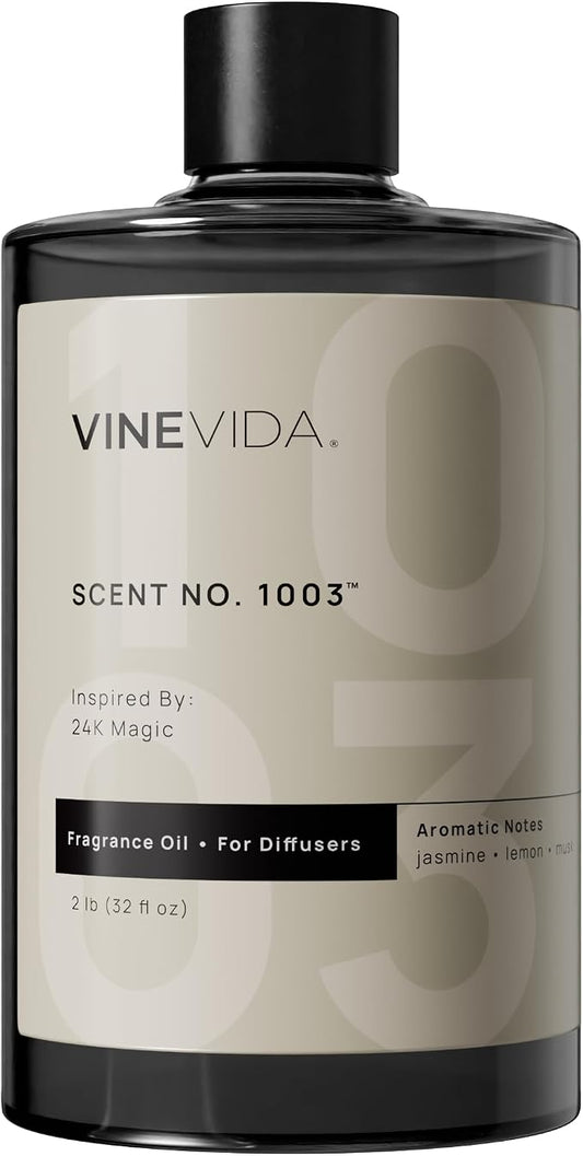 VINEVIDA [32 Fl Oz] Scent NO. 1003 Inspired by 24K Magic Fragrance Oil for Cold Air Diffusers, Aromatic Notes of Lemon Jasmine Musk, Essential Oils for Diffuser Oil Refill & Air Freshener Room Spray