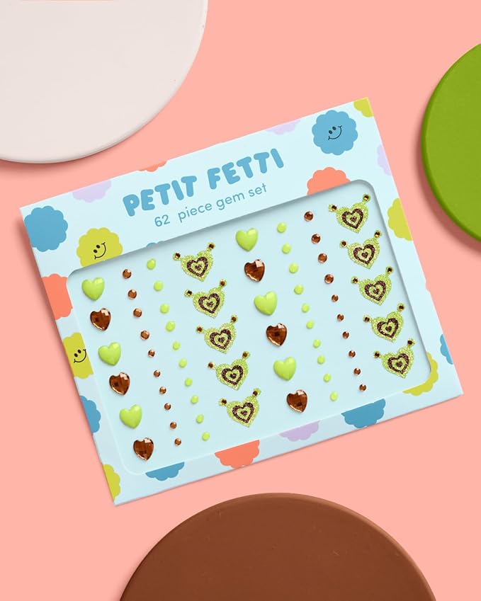 xo, Fetti Green Face Gems - 62 pcs. | Swamp Face Stickers, Ogre Birthday Accessory, Costume Party Decorations, Rave Supplies