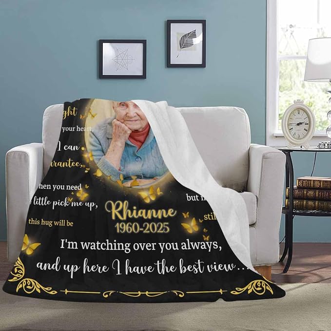 Custom Memorial Blanket with Photo - Sympathy Gift for Loss of Loved One