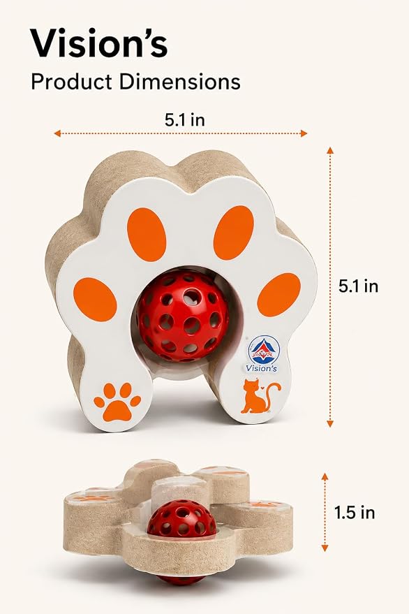 Vision's Cat Toy, Magic Organ Cat Interactive Scratcher Cardboard with Bell Ball, Foldable & Changeable Accordion Shape Exercise Anxiety Relief Toy for Indoor Cats(1PCS)