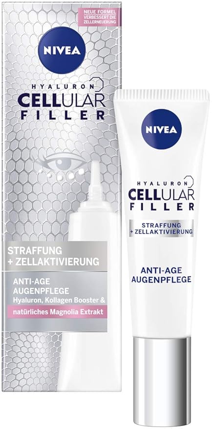 NIVEA Hyaluron Cellular Filler Anti-Age Eye Cream 15 ml / 0.51 fl oz – Lightweight Hyaluronic Acid Eye Care Cream – Smooth, Fast-Absorbing Formula for Daily Use Around Eyes