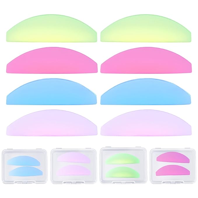 Molain 8 Pcs Flat Lash Lift Shields, Korean Lash Lift Pads Ultra-Thin Self Adhesive Reusable Lashes Lifts Shields Eyelashes Glueless Pad for Salon Perming Glueless Softening Pads