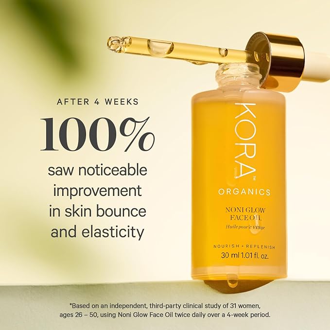 KORA Organics Noni Glow Hydrating Face Oil for All Skin Types, Lightweight Fast-Absorbing Facial Oil with Rosehip, Jojoba & Sea Buckthorn Oils for Smooth & Radiant Looking Skin, 1.01 fl oz