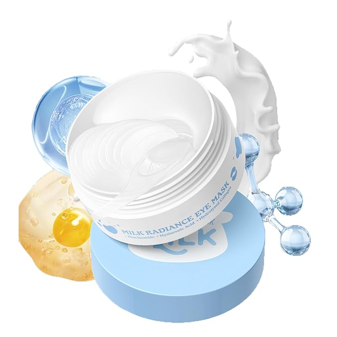 AKARY Milk Under Eye Patches 60PCS, for Dullness, Fine Lines & Dryness, Hydrating Eye Pads with Hyaluronic Acid, Firming & Nourishing, Enhance Elasticity, Radiant Glow, Mask Skincare for Women & Men