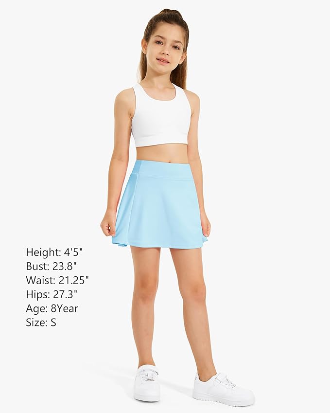 Stelle Girls Tennis Skirts with Pockets Athletic Skorts Inner Shorts High Waisted Sports Golf Running Skirt