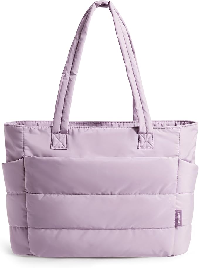 BAGSMART Tote Bag for Women, Lightweight Puffy Tote Bag with Compartments Shoulder Bag Handbag for Travel, Work, Gym | Lightweight