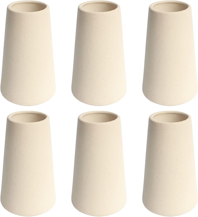 YANLING 6 Pack Light Yellow Ceramic Vase for Flowers, 6 inch Modern Vases | for Pampas Grass Simple Shelf Decor, Boho Vases for Home Decor, Wedding Dinner Table Party Office