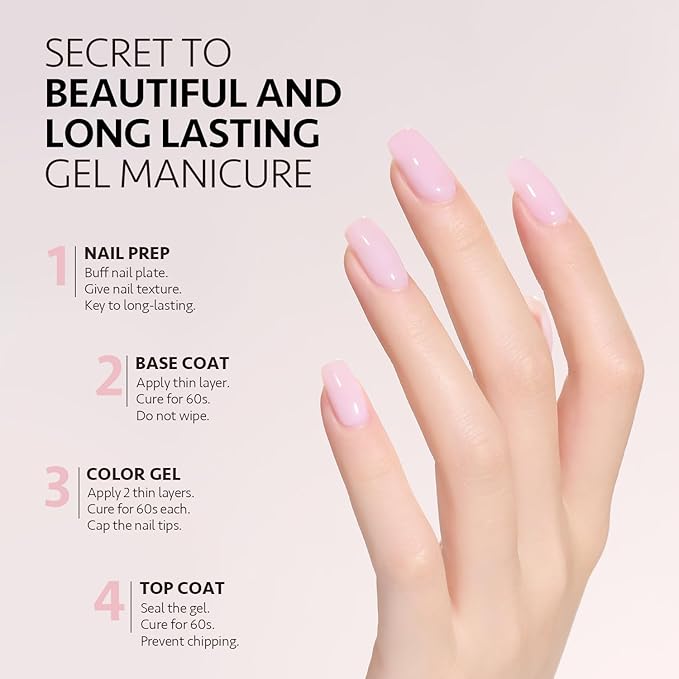 GAOY Baby Pink Gel Nail Polish, 16ml Soak Off UV Light Cure Gel Polish for Nail Art DIY Manicure at Home, Color 1525