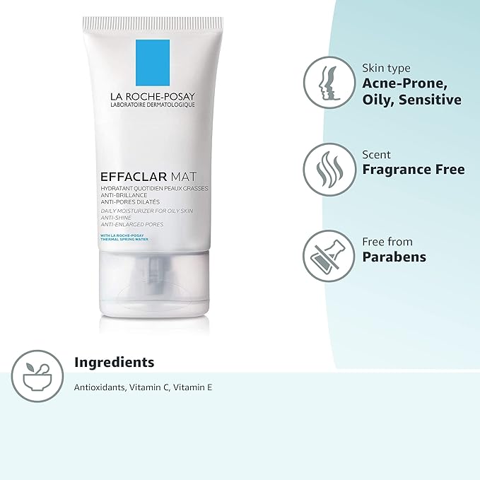 La Roche-Posay Effaclar Mat Oil-Free Mattifying Moisturizer,(Pack of 2)