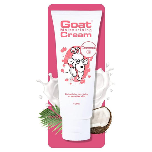 Goat Milk Cream with Coconut Oil, 100ml – Moisturizing Hand & Body Cream with Aloe Vera, Shea Butter, Vitamin E – For Soft, Smooth, Hydrated Skin