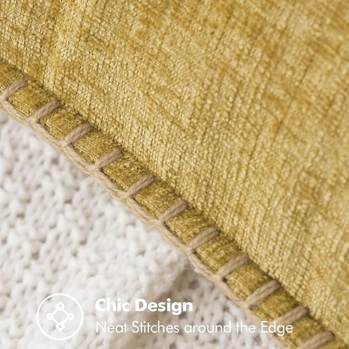 MIULEE Decorative Couch Throw Pillow Covers 16x16 Inch Mustard Yellow | Farmhouse Pillow Covers with Stitched Edge, Soft Chenille Cushion Cases, for Sofa Bed Living Room Home Decor
