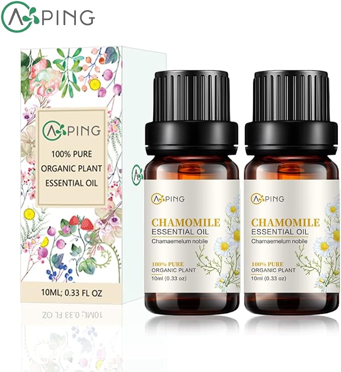 2-Pack Chamomile Essential Oil - 100% Pure Organic Natural Plant (Chamaemelum nobile) Chamomile Oil for Diffuser, Aroma, Spa, Massage, Yoga, Perfume, 2x10ML