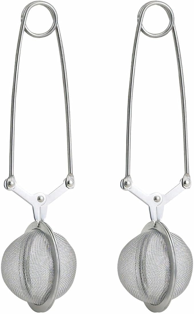 HIC Kitchen Snap Mesh Ball Tea Infusers, 18/8 Stainless Steel, For Loose Leaf Tea and Mulling Spices, Set of 2