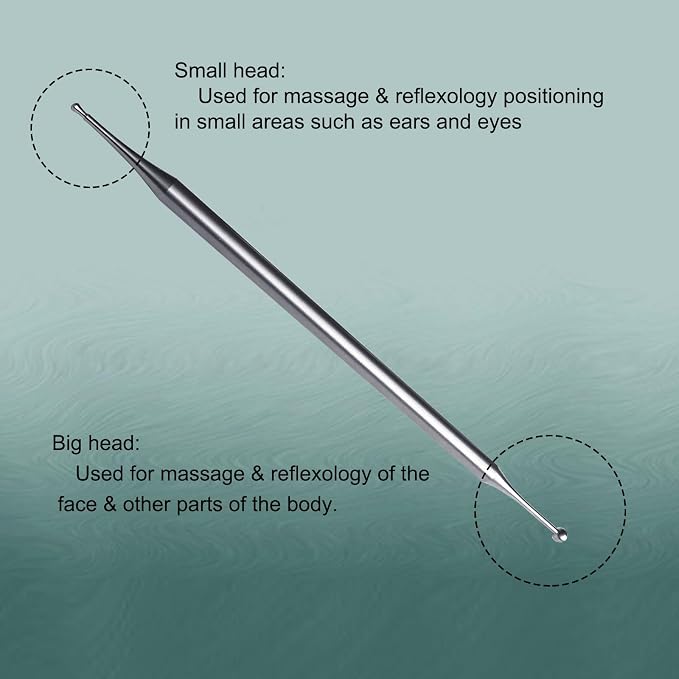 BYYDDIY 6.3inch Stainless Steel Dual Head Facial Reflexology Tools,Ear Massage Tool,Body Point Probe Pen &Trigger Point Massager Tool for Deep Tissue (6.3inch)