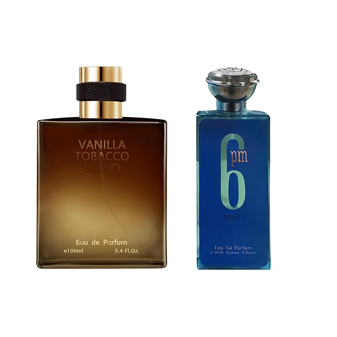 AFLUXE 2PCS Mens Perfume Cologne Long Last Strong EDP Natural Spray Gift Set, with Cocoa, Dried Fruits, Woody Fragrance for Daliy Use, 3.4 Fl Oz / 100 mL Each (6pm Mist & Vanilla Tobacco)