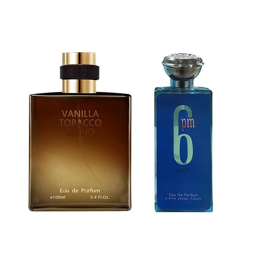 AFLUXE 2PCS Mens Perfume Cologne Long Last Strong EDP Natural Spray Gift Set, with Cocoa, Dried Fruits, Woody Fragrance for Daliy Use, 3.4 Fl Oz / 100 mL Each (6pm Mist & Vanilla Tobacco)