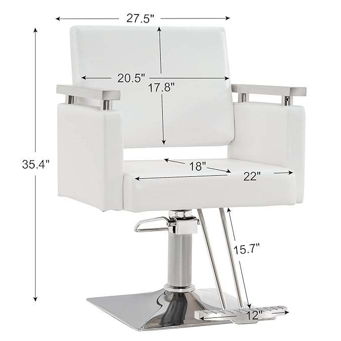 BarberPub Classic Hydraulic Barber Chair Styling Salon Chair for Hair Stylist Beauty Spa Equipment 8808 (White)