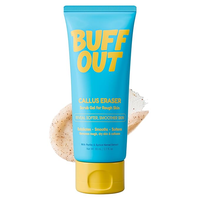 BUFFOUT Callus Eraser Exfoliating Gel – Body Care Exfoliator Scrub & Exfoliant for Feet, Heels, Elbows & Knees – Dead Skin Care with Perlite & Apricot Seed Powder