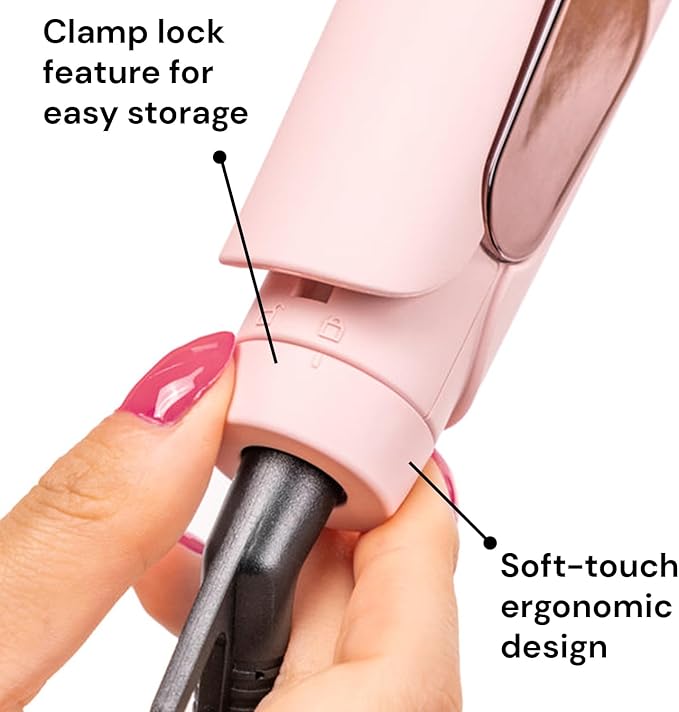 L'ANGE HAIR Le Titane Titanium Flat Iron | Hair Straightener with Curved Edges for Versatile Styling | Dual Voltage Flat Iron with Infrared Heat & Adjustable Temperature | 1.75" Blush