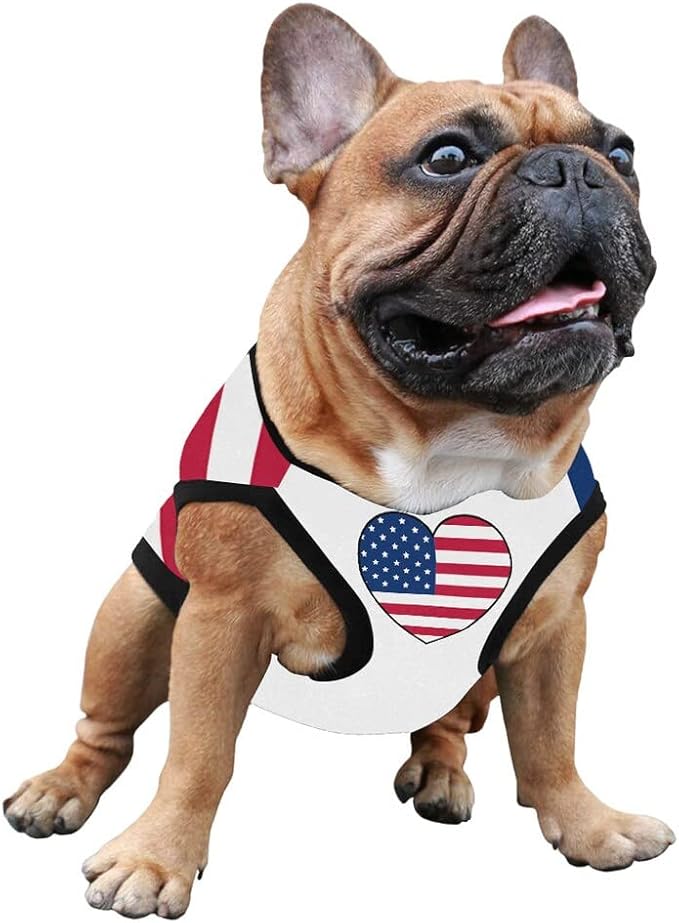 4th of July Vest for Dog American Flag Clothes Small Large Dog Apparel Pet Supplies Shirts (Medium, DLR02)