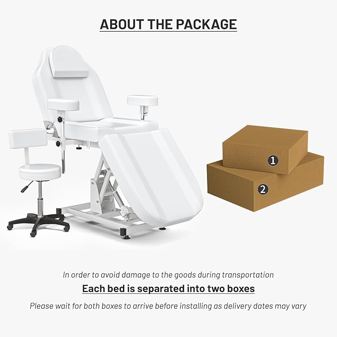 Electric Spa Beds for Esthetician Chair with Stool Adjustable Height Tattoo Facial Chairs for Beauty Salon Massage