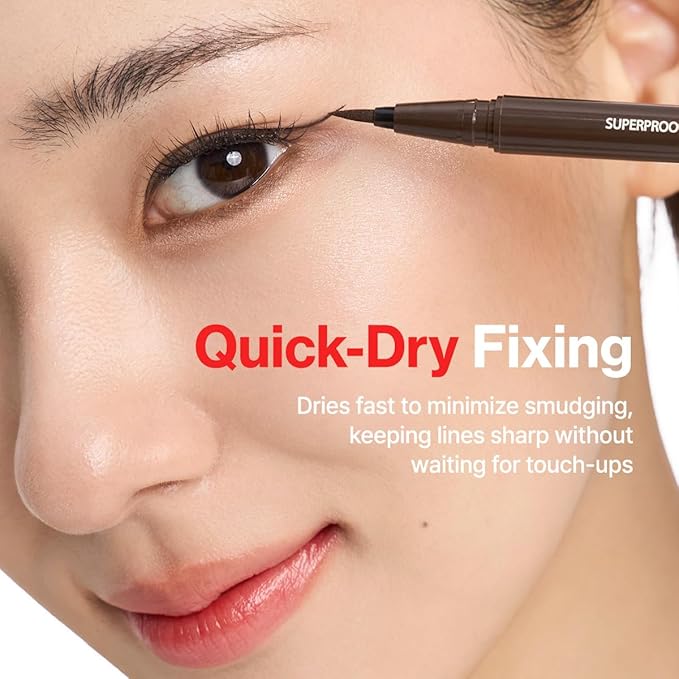 CLIO Superproof Pen Liquid Eyeliner, Ultra Precision Sponge Tip, One Stroke High Pigment Color, Waterproof Smudge Proof Long Wear, Fast Dry Formula, Sharp Wing Tightline Definition (001 Black)