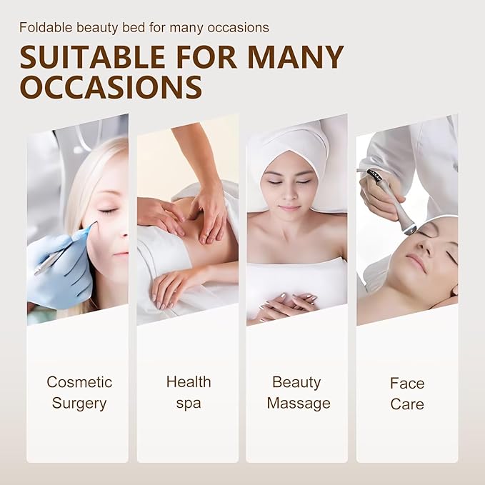 Massage Table-Electric Massage Table with Pink Light Luxury Style, Facial Beauty Table Includes Intelligent Angle Adjustment, Ambient Light