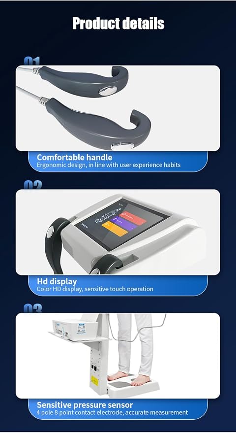 Body Fat Analyzer with Printer Human Body Composition Analysis Scanner with Muscle/Fat Analysis, Health Monitoring, Hydration Tracking & BMI Calculator for Home or Fitness Studio Use, White