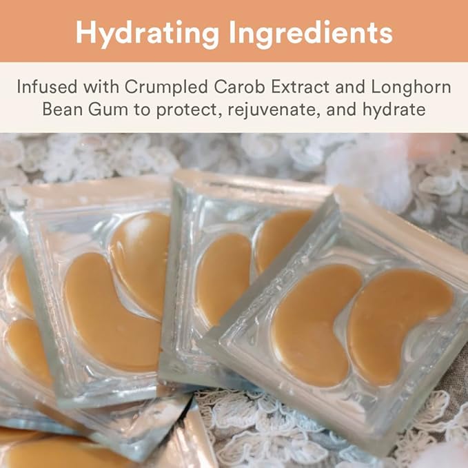 Camille Beckman Hydrating Collagen & Carob Under Eye Masks, Moisture-Locking Formula with Hyaluronic Acid, Set of 3 Pairs