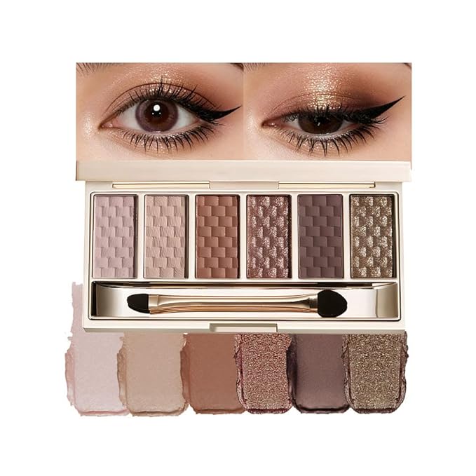 Warm Neutral Brown Eyeshadow Palette – 6 Matte & Shimmer Shades, High-Pigment Long-Lasting Bronze Nude Eye Shadow Kit for Everyday Makeup, Soft Glam & Smokey Looks, Blendable & Beginner-Friendly
