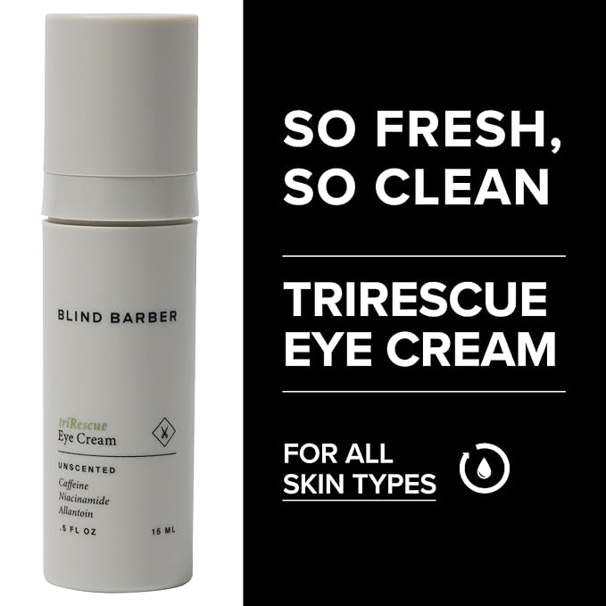 Blind Barber triRescue Eye Cream for Men - Formulated with Caffeine, Niacinamide & Allantoin to Illuminate & Awaken Under Eyes & Combat Dark Circles (0.5oz)