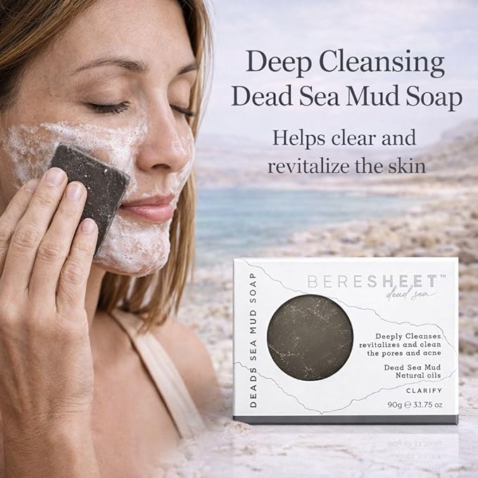 Mud Mask & Bar Soap – Face & Body Detoxifying Mineral Clay – Deep Cleansing & Skin-Refining Care – Spa Quality for Men & Women (Dead Sea Salt Duo Set)
