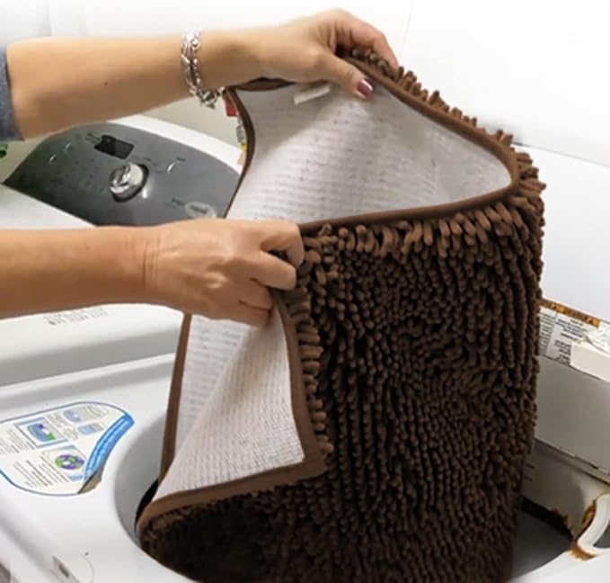Muddy Mat® | Super Water Absorbent Door Mat Indoor, Microfiber Quick Dry Chenille Entryway Rug, Slip Resistant Front Door Mat, Indoor Mats for Entryway, Machine Washable Pet Rug, Brown 36"x72"