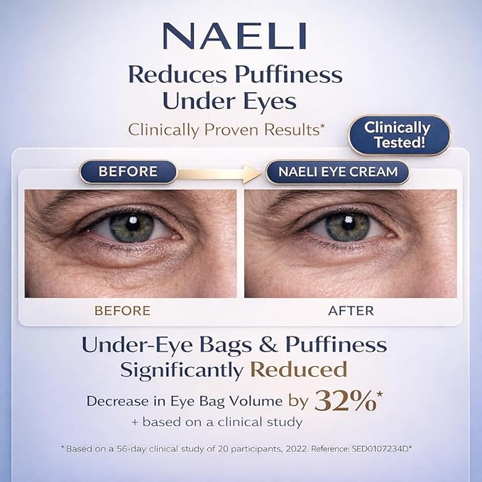 NAELI Eye Cream for Dark Circles, Puffiness & Wrinkles with Anti Aging Apple Stem Cell & Peptide Complex - Reduces Fine Lines, Diminishes Bags & Restores Under Eye, 1.4 oz