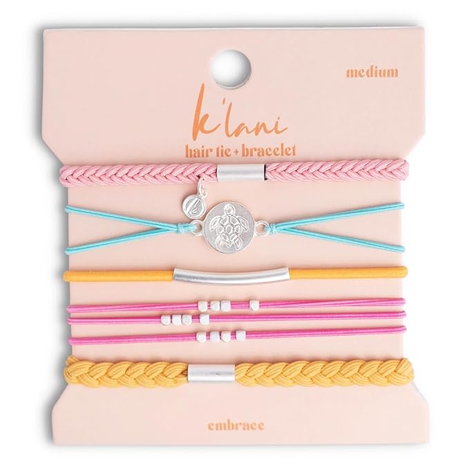 K'lani Hair Tie Bracelets for Women - Elastic Hair Bands That Double as Stylish Jewelry - Embrace - Large