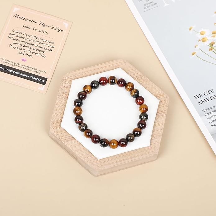 AD Beads Handmade Gemstone Stretch Elastic Bracelet Crystal Healing Reiki Nature's Beauty and Spiritual Essence Unisex