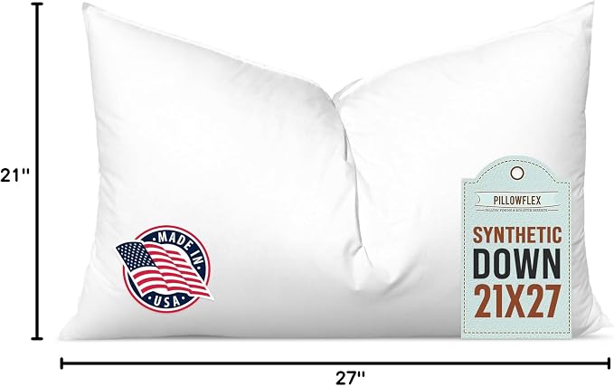 Pillowflex Synthetic Down Pillow Insert 21x27 in - Karate Chop Pillow | Oversized Standard Sham Form, Plush Polyester Cotton Blend, Cloud-Like Comfort, Clump-Resistant Fill, Smooth Elegant Finish