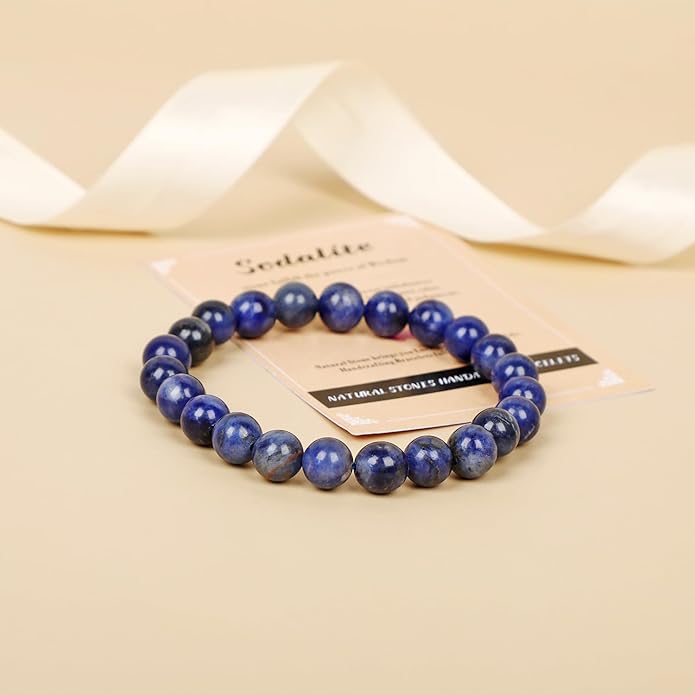 AD Beads Handmade Gemstone Stretch Elastic Bracelet Crystal Healing Reiki Nature's Beauty and Spiritual Essence Unisex