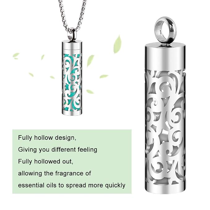 Maromalife Essential Oil Necklace for Women, 316L Stainless Steel Aromatherapy Pendant Diffuser Necklace, Essential Oil Jewelry Gift for Men Women, Christmas, Birthday