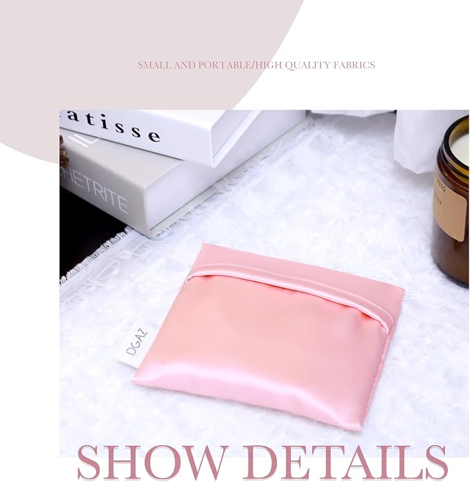 DGAZ Silk Sanitary Napkin Storage Bag, Period Bags for Teen Aged Girls, Portable for Panty Liners/Menstrual Cup/Small Tampons，Mini Makeup Bags for Purse(Bubblegum)