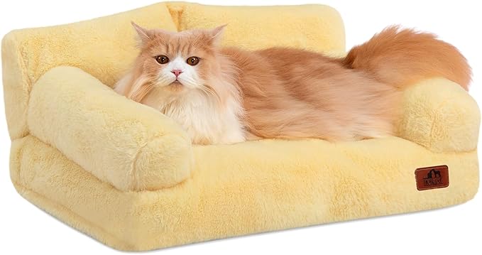 Hollypet Small Dog Large Cat Bed Puppy Couch Beds for Pets up to 25 lbs | Fluffy Dog Cat Couch Plush Soft Warming Pets Beds with Machine Washable Cover and Non-Slip Bottom