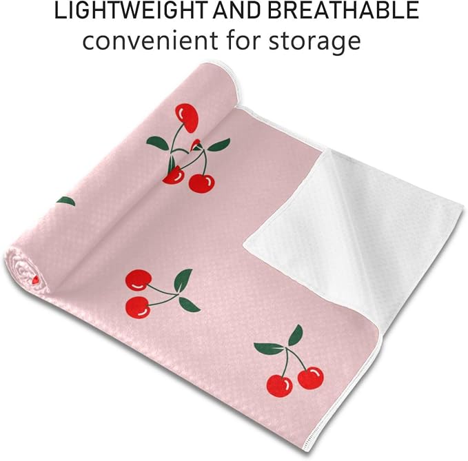 Cherry Fruit Yoga Mat Towel Non Slip Soft Sweat Absorbent Hot Yoga Mat Towel, for Hot Yoga, Pilates and Workout-73 x 27 Inch