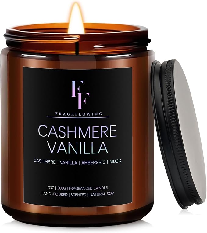 Cashmere Vanilla Scented Candle for Home Soy Wax Candle, Aromatherapy Candle Gift for Women Men, 7oz