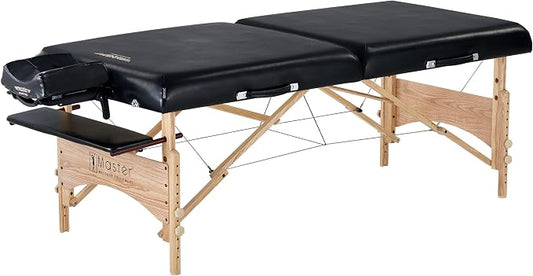 Master Massage Gibraltar Olympic LX Portable Massage Table Extra Wide for Larger Clients - Supports Weight Up to 800lbs - Tattoo Spa Salon Facial Beauty Bed, Lash Tables, 32" Width, Black